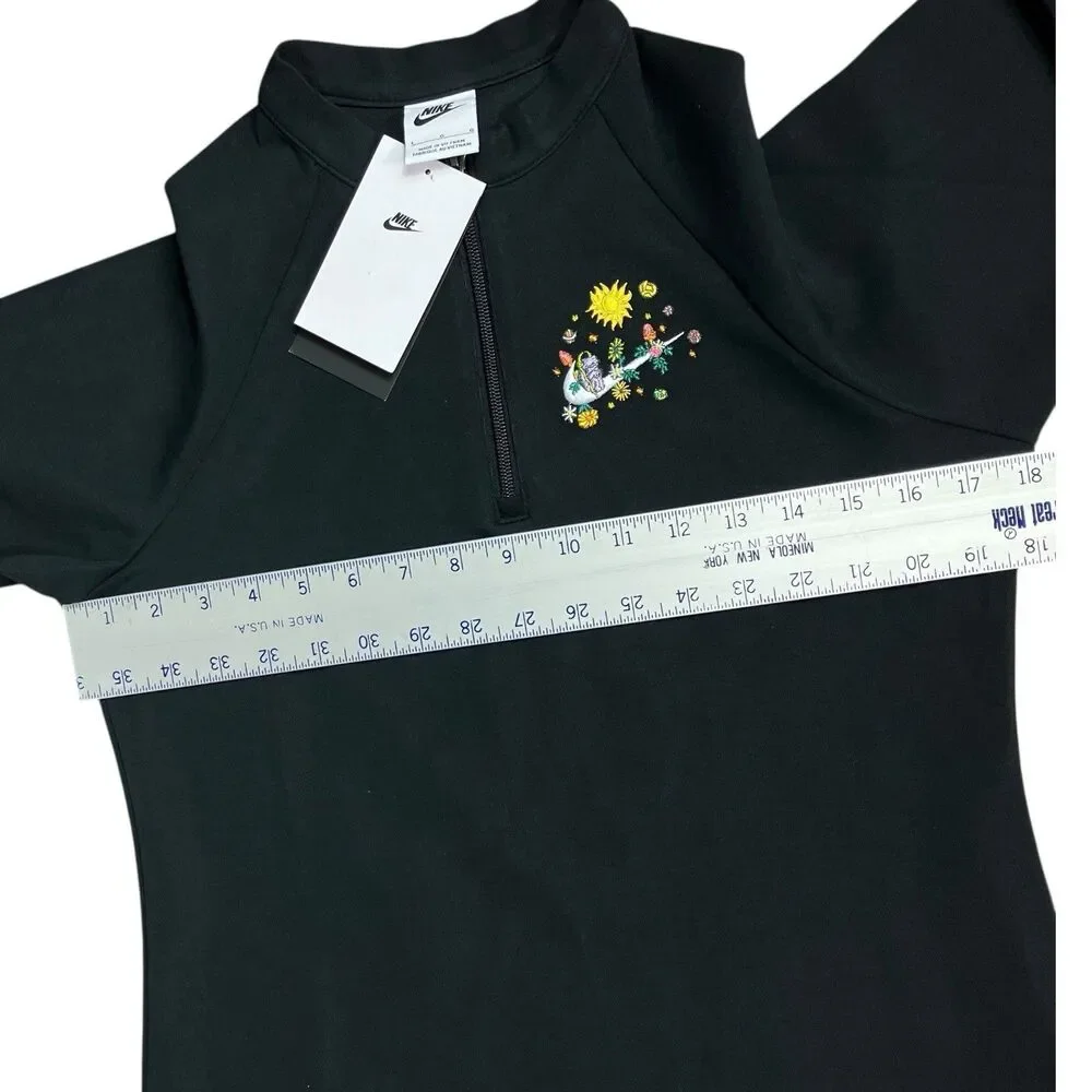 Nike Black Quarter Zip‎ Embroidered Graphic Y2K Athleisure Dress